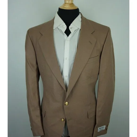 Hickey Freeman Boardroom Diamond Head Brown Hopsack Sport Coat VTG 42L NEW W TAG
